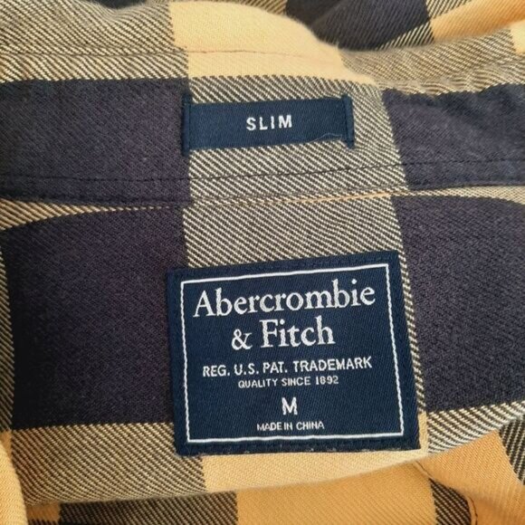 ABERCROMBIE & FITCH Slim Fit Buffalo Check Button Down Casual Shirt Men's Sz M - Picture 11 of 13